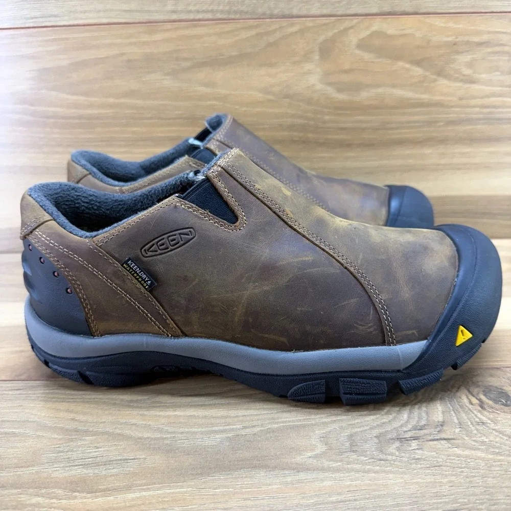 KEEN Brixen Waterproof Low Mens Shoes 9 W Brown Leather Soft Toe 200 Gram